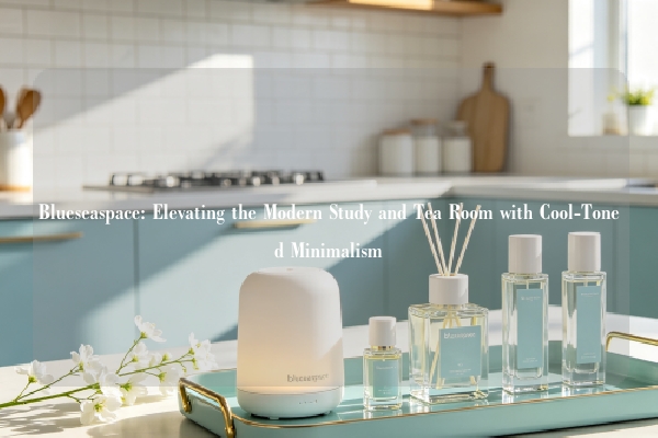 Blueseaspace: Elevating the Modern Study and Tea Room with Cool-Toned Minimalism